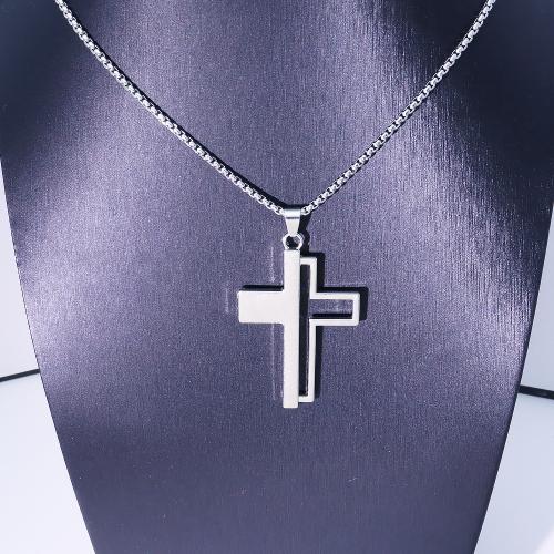 Zink Alloy tröja kedja halsband, Cross, guldfärg pläterade, mode smycken, silver, Säljs av PC