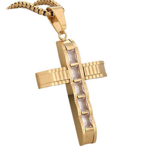 Nerezová ocel Cross Přívěsky, 304 Stainless Steel, Kříž, DIY & micro vydláždit kubické zirkony, více barev na výběr, Prodáno By PC