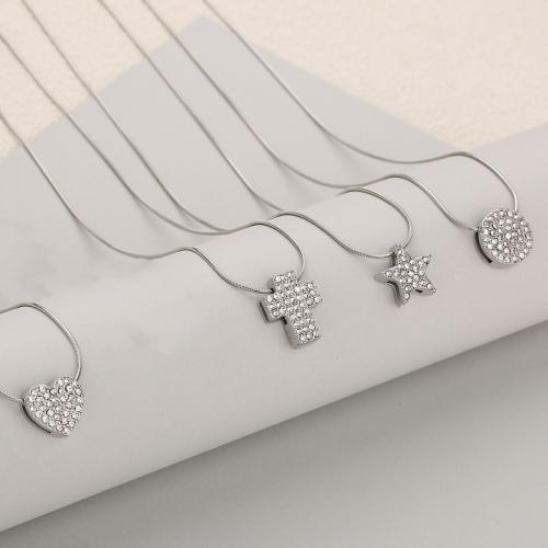 Nerezová ocel šperky náhrdelník, 304 Stainless Steel, unisex & různé styly pro výběr & s drahokamu, více barev na výběr, Prodáno By PC