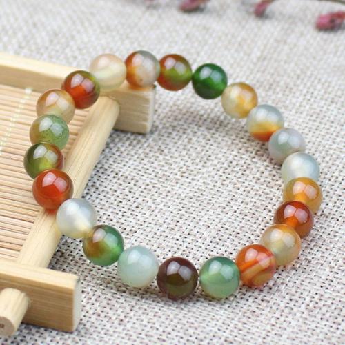 Achát šperky Náramek, Malachit Achát, módní šperky, smíšené barvy, Délka 19 cm, Prodáno By PC