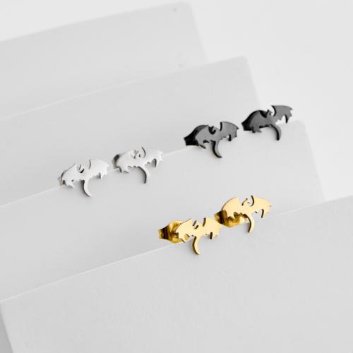 Boucle d'oreille de gaujon en acier inoxydable, Acier inoxydable 304, animal, Placage, bijoux de mode, plus de couleurs à choisir, 12pairescouple/sac, Vendu par sac