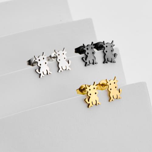 Boucle d'oreille de gaujon en acier inoxydable, Acier inoxydable 304, animal, Placage, bijoux de mode, plus de couleurs à choisir, 12pairescouple/sac, Vendu par sac