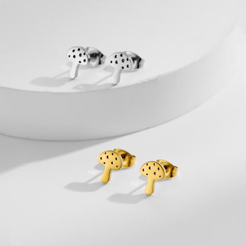 Boucle d'oreille de gaujon en acier inoxydable, Acier inoxydable 304, champignon, Placage, bijoux de mode, plus de couleurs à choisir, 12pairescouple/sac, Vendu par sac