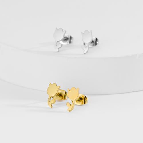 Boucle d'oreille de gaujon en acier inoxydable, Acier inoxydable 304, Rose, Placage, bijoux de mode, plus de couleurs à choisir, 12pairescouple/sac, Vendu par sac