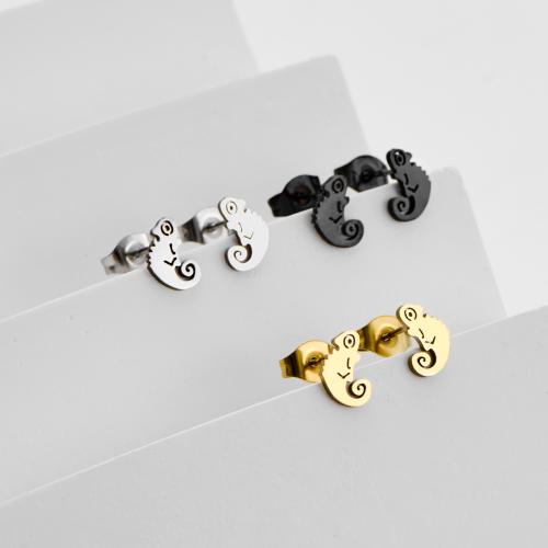 Boucle d'oreille de gaujon en acier inoxydable, Acier inoxydable 304, Lézard, Placage, bijoux de mode, plus de couleurs à choisir, 12pairescouple/sac, Vendu par sac