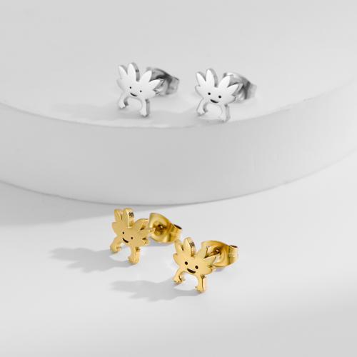 Boucle d'oreille de gaujon en acier inoxydable, Acier inoxydable 304, Schtroumpfs, Placage, bijoux de mode, plus de couleurs à choisir, 12pairescouple/sac, Vendu par sac