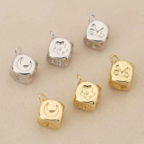 Bijoux pendentifs en laiton, cubesdé à jouer, Placage, DIY, plus de couleurs à choisir, protéger l'environnement, sans nickel, plomb et cadmium, 10PC/sac, Vendu par sac