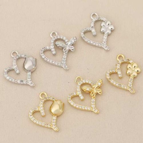 Šatonové mosaz Přívěsky, Srdce, á, DIY & s drahokamu, více barev na výběr, nikl, olovo a kadmium zdarma, 10PC/Bag, Prodáno By Bag