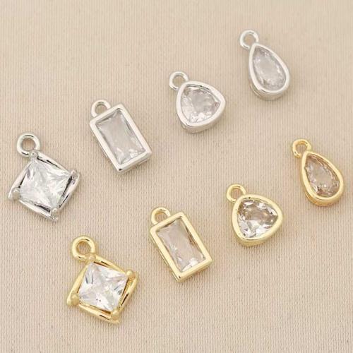 Cubique Pendentif en laiton zircon pavent, Placage, DIY & pavé de micro zircon, plus de couleurs à choisir, protéger l'environnement, sans nickel, plomb et cadmium, 10PC/sac, Vendu par sac