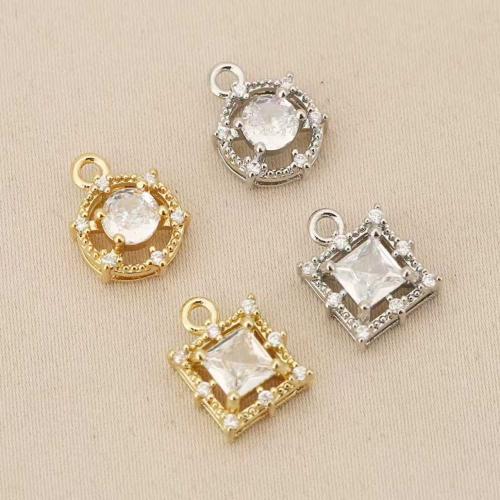 Cubique Pendentif en laiton zircon pavent, Placage, DIY & pavé de micro zircon, plus de couleurs à choisir, protéger l'environnement, sans nickel, plomb et cadmium, 10PC/sac, Vendu par sac