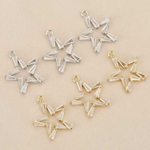 Cubique Pendentif en laiton zircon pavent, étoile, Placage, DIY & pavé de micro zircon & creux, plus de couleurs à choisir, protéger l'environnement, sans nickel, plomb et cadmium, 10PC/sac, Vendu par sac