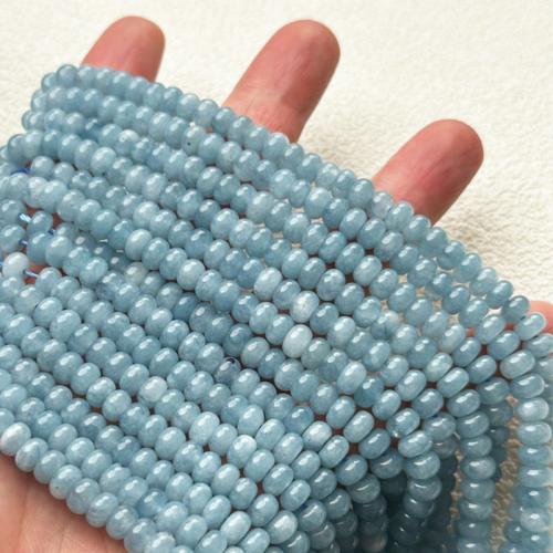 Gemstone Smycken Pärlor, Akvamarin, Abacus, naturliga & DIY & olika storlek för val, Såld Per Ca 38 cm Strand