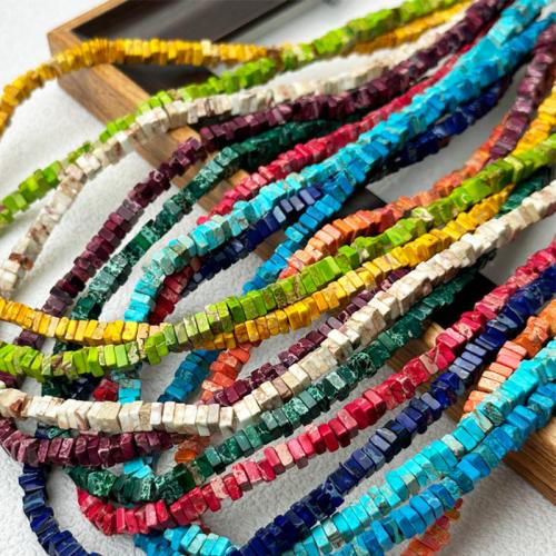 Gemstone Smycken Pärlor, Impression Jasper, Squaredelle, naturliga & DIY, fler färger för val, 2x4mm, Såld Per Ca 38 cm Strand