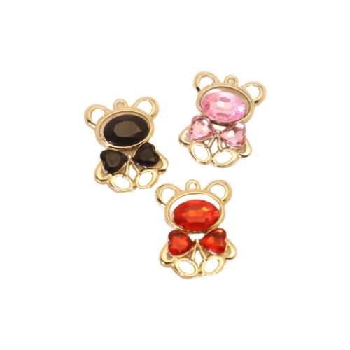 Cynk stopu Rhinestone wisiorki, Stop cynku, Niedzwiedź, Platerowane w kolorze złota, DIY & z kamieniem, dostępnych więcej kolorów, sprzedane przez PC