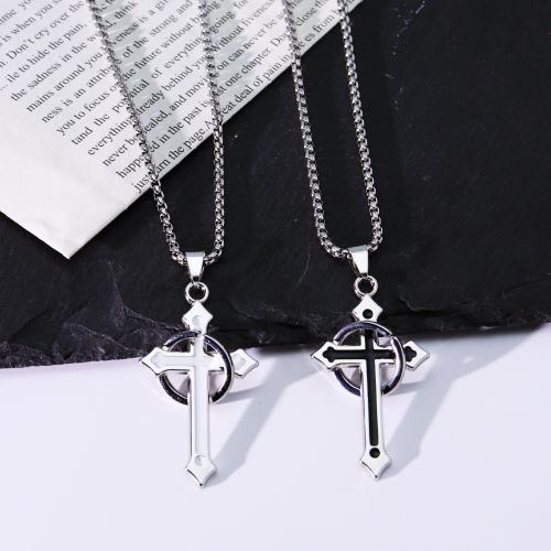 Zink Alloy tröja kedja halsband, Cross, guldfärg pläterade, mode smycken & emalj, fler färger för val, Säljs av PC