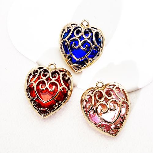 Crystal Hängen, Zink Alloy, med Kristall, Hjärta, guldfärg pläterade, DIY, fler färger för val, Säljs av PC