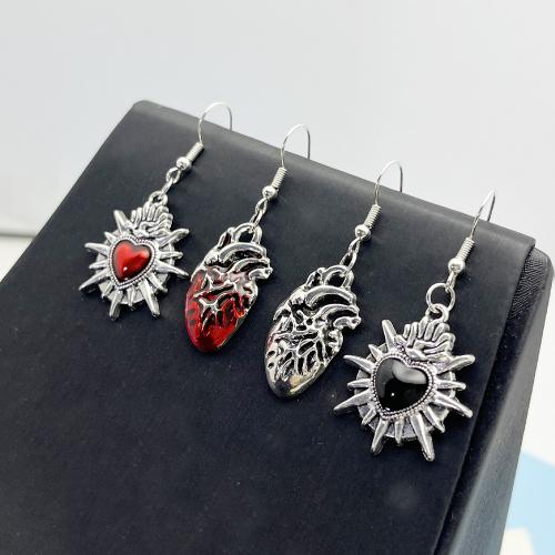 Boucles d'oreilles en alliage de zinc, coeur, Placage de couleur d'or, bijoux de mode & émail, plus de couleurs à choisir, Vendu par paire