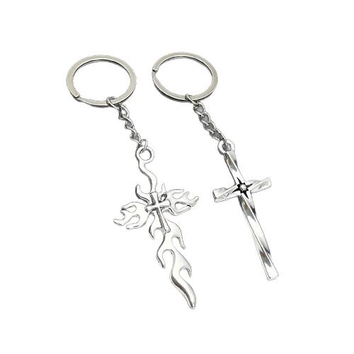 Llaveros, aleación de zinc, Cruces, chapado en color dorado, Joyería, plateado, Vendido por UD