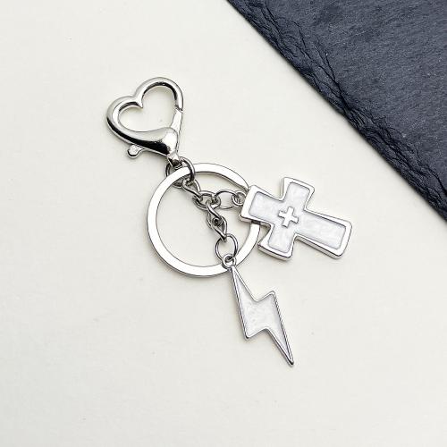 Llaveros, aleación de zinc, Cruces, chapado en color dorado, Joyería & esmalte, más colores para la opción, Vendido por UD
