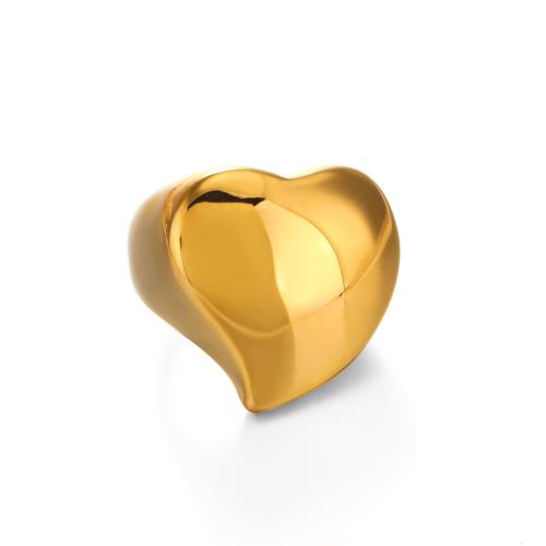 Stainless Steel Finger Ring 304 Stainless Steel Heart plated fashion jewelry & hand polished & for woman golden Sold By PC
