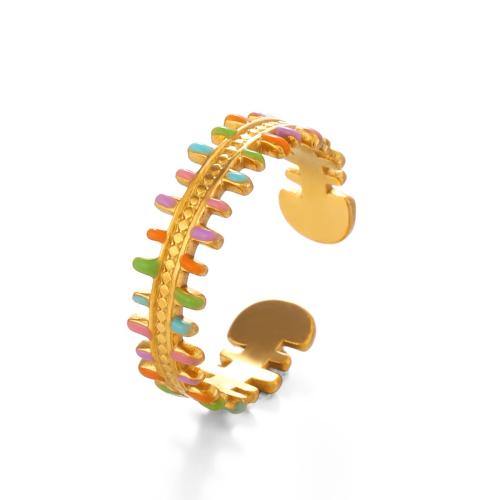 Smalt z nerezové oceli prst prsten, 304 Stainless Steel, 18K pozlacené, módní šperky & pro ženy, více barev na výběr, Prodáno By PC