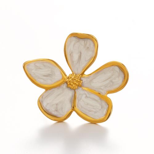 Smalt z nerezové oceli prst prsten, 304 Stainless Steel, Květina, barva pozlacený, módní šperky & pro ženy, více barev na výběr, Prodáno By PC