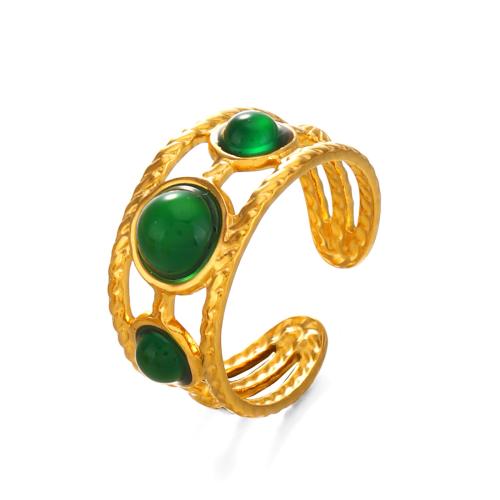 Prst prsten z nerezové oceli, 304 Stainless Steel, s Pryskyřice, 18K pozlacené, módní šperky & pro ženy & dutý, více barev na výběr, Prodáno By PC