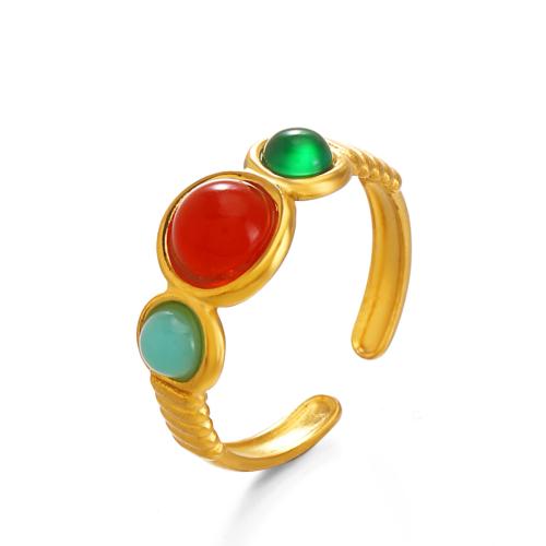 Prst prsten z nerezové oceli, 304 Stainless Steel, s Pryskyřice, barva pozlacený, módní šperky & pro ženy, více barev na výběr, Prodáno By PC