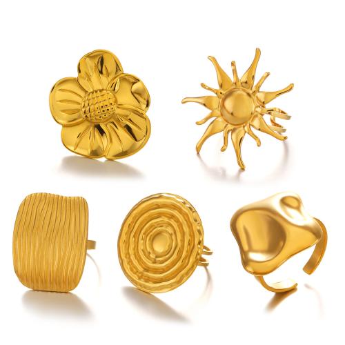 Prst prsten z nerezové oceli, 304 Stainless Steel, 18K pozlacené, módní šperky & různé styly pro výběr & pro ženy, Prodáno By PC