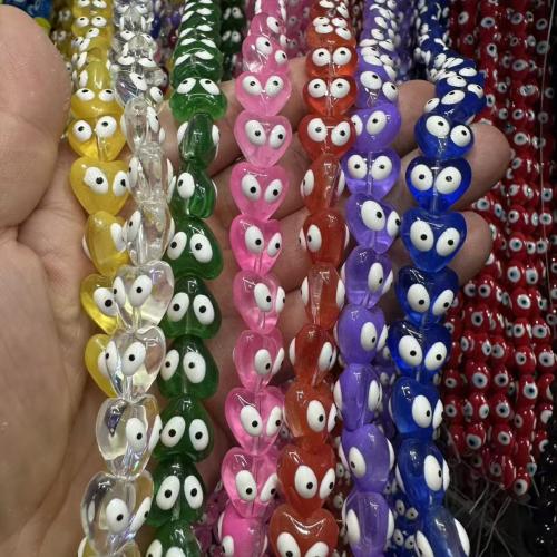 Handgjorda Lamppärlor, Lampwork, med Plast, Hjärta, DIY, fler färger för val, 14mm, Längd 38 cm, Säljs av Par