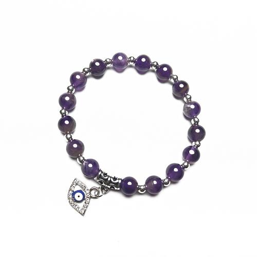 Bracelets de pierres précieuses, Pierre naturelle, avec Acier inoxydable 304 & alliage de zinc, bijoux de mode, plus de couleurs à choisir, 8mm, Longueur 19 cm, Vendu par PC