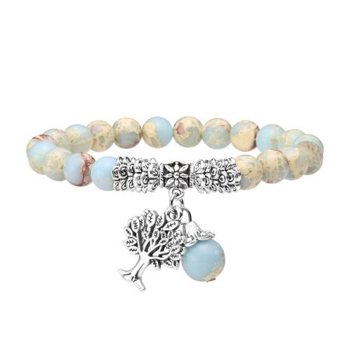 Bracelets de pierres précieuses, Pierre naturelle, avec alliage de zinc, bijoux de mode, plus de couleurs à choisir, Longueur 19 cm, Vendu par PC