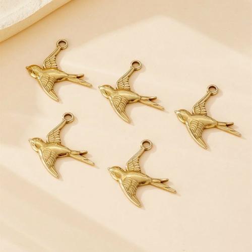 Acciaio inossidabile Animal Ciondoli, 304 acciaio inox, rondine, placcato, DIY, nessuno, 10PC/borsa, Venduto da borsa