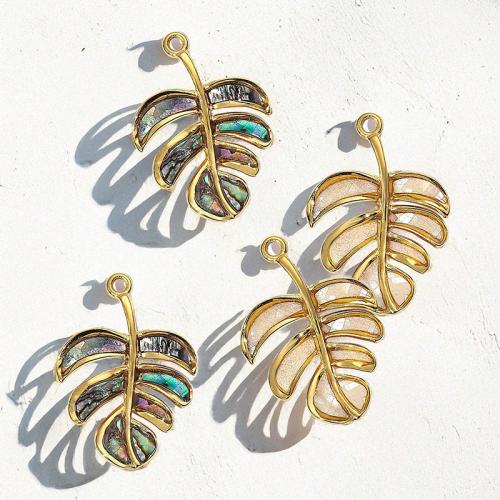 Shell Privjesci, 304 nehrđajućeg čelika, s Školjka, List, pozlaćen, možete DIY, više boja za izbor, 10računala/Torba, Prodano By Torba