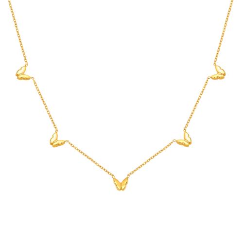 Nerezová ocel šperky náhrdelník, 304 Stainless Steel, Motýl, 18K pozlacené, módní šperky & pro ženy, Prodáno By PC