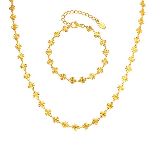 Stainless Steel smycken Ställer, 304 rostfritt stål, Blomma, guldfärg pläterade, mode smycken & olika stilar för val & för kvinna, Säljs av PC