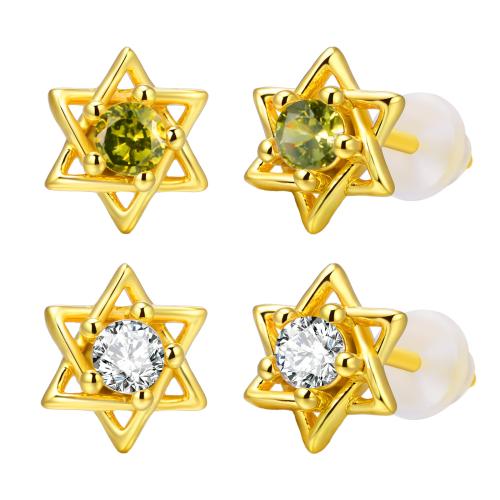 Boucles d'oreilles en laiton zircon cubique pavent, avec zircon cubique, Placage, bijoux de mode & pour femme, doré, Vendu par paire