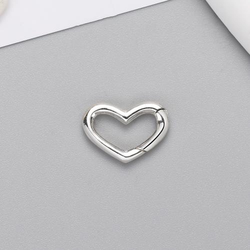 925 Sterling Silver Fjäderspänne, Hjärta, DIY & ihålig, silver, 15x11mm, Säljs av PC