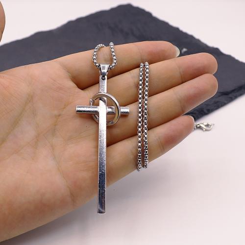 Zink Alloy tröja kedja halsband, Cross, guldfärg pläterade, mode smycken, silver, Säljs av Bag