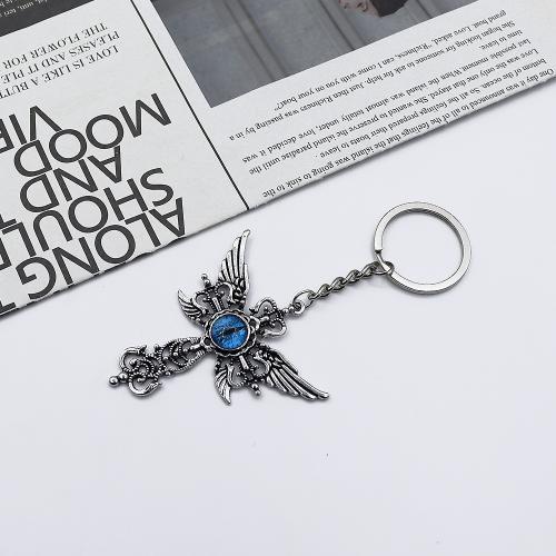 Llaveros, aleación de zinc, con Vidrio, Cruces, chapado en color dorado, Joyería, más colores para la opción, Vendido por UD