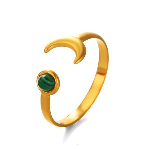 Gemstone prst prsten, 304 Stainless Steel, s Přírodní kámen, 18K pozlacené, módní šperky & různé materiály pro výběr & pro ženy, Prodáno By PC