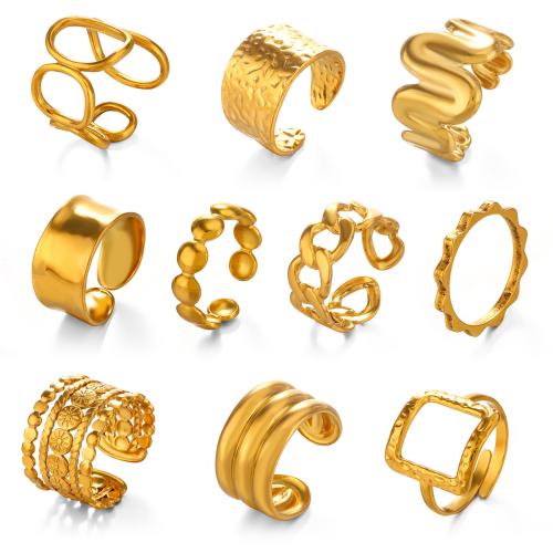 Prst prsten z nerezové oceli, 304 Stainless Steel, á, různé styly pro výběr & pro ženy & dutý, více barev na výběr, Prodáno By PC