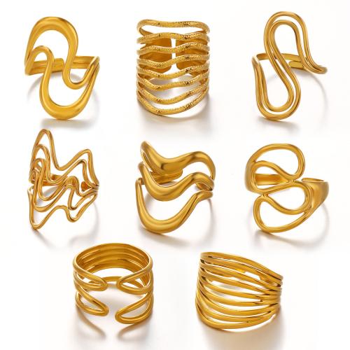 Prst prsten z nerezové oceli, 304 Stainless Steel, á, různé styly pro výběr & pro ženy & dutý, více barev na výběr, Prodáno By PC