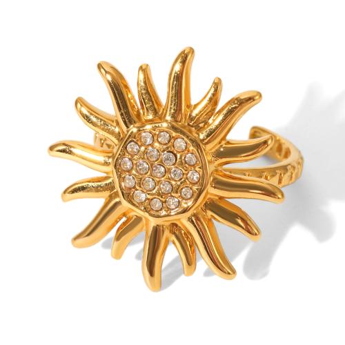 Rhinestone nerūdijančio plieno juvelyrikos rinkinys, 304 Nerūdijantis plienas, Saulė, padengtą, Bižuterijos & moters & su Kalnų krištolas, aukso, Pardavė PC