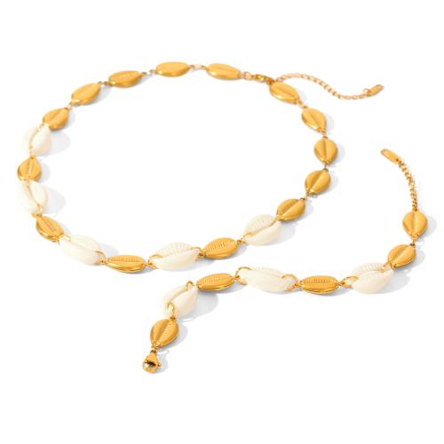 Stainless Steel smycken Ställer, 304 rostfritt stål, med Shell, plated, mode smycken & olika stilar för val & för kvinna, gyllene, Säljs av PC