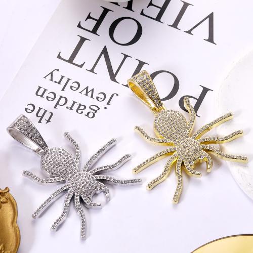 Zinc Alloy Rhinestone Pendler, Spider, forgyldt, du kan DIY & med rhinestone, flere farver til valg, 54x61mm, Solgt af PC