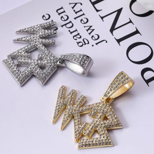 Zinc Alloy Rhinestone Pendler, Alfabet bogstav, forgyldt, du kan DIY & med rhinestone, flere farver til valg, 4.40x5.10mm, Solgt af PC