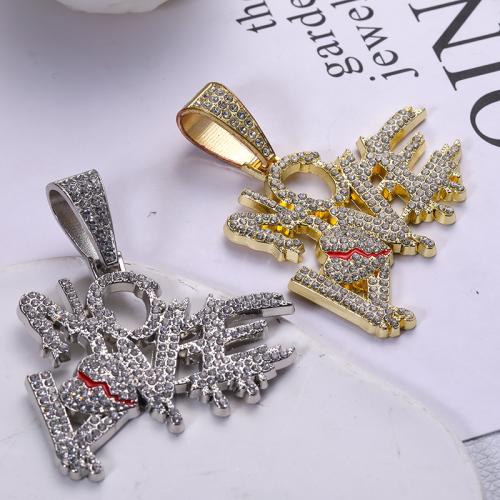Zinc Alloy Rhinestone Pendler, Alfabet bogstav, forgyldt, du kan DIY & emalje & med rhinestone, flere farver til valg, 54x59mm, Solgt af PC