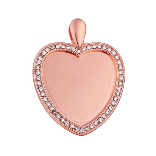 Sinc Alloy siogairlín Cabochon Socrú, Croí, plátáilte, DIY & le rhinestone, dathanna níos mó le haghaidh rogha, 25mm, Díolta De réir PC