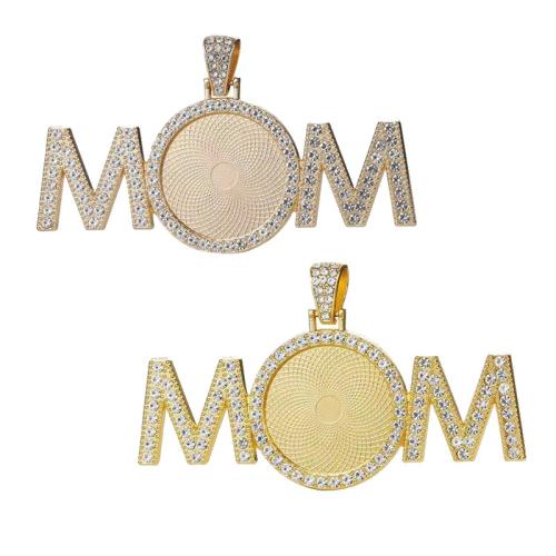 Sinc Alloy siogairlín Cabochon Socrú, Litir Aibítir, plátáilte, DIY & le rhinestone, dathanna níos mó le haghaidh rogha, 25mm, Díolta De réir PC